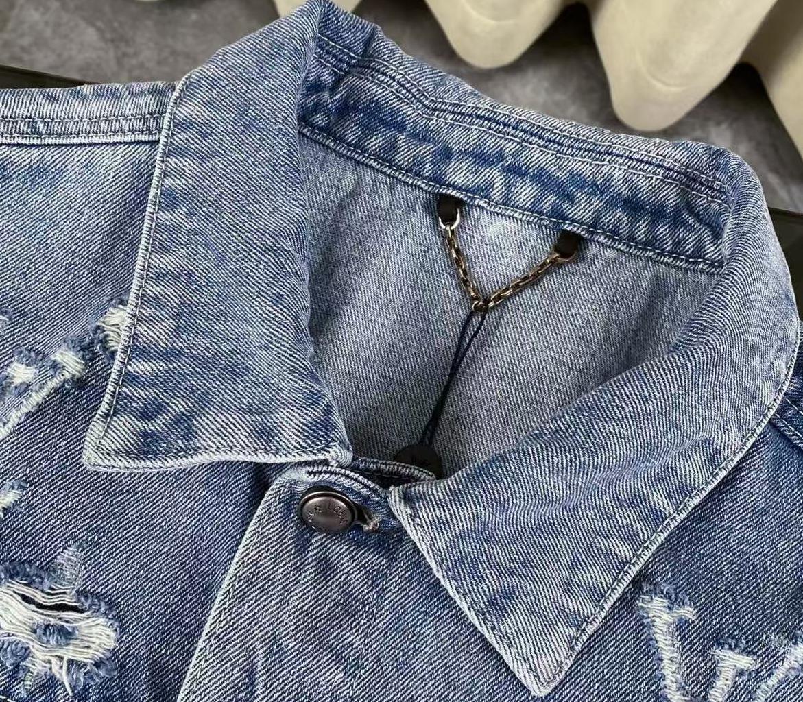 New cloud cutout distressed denim jacket