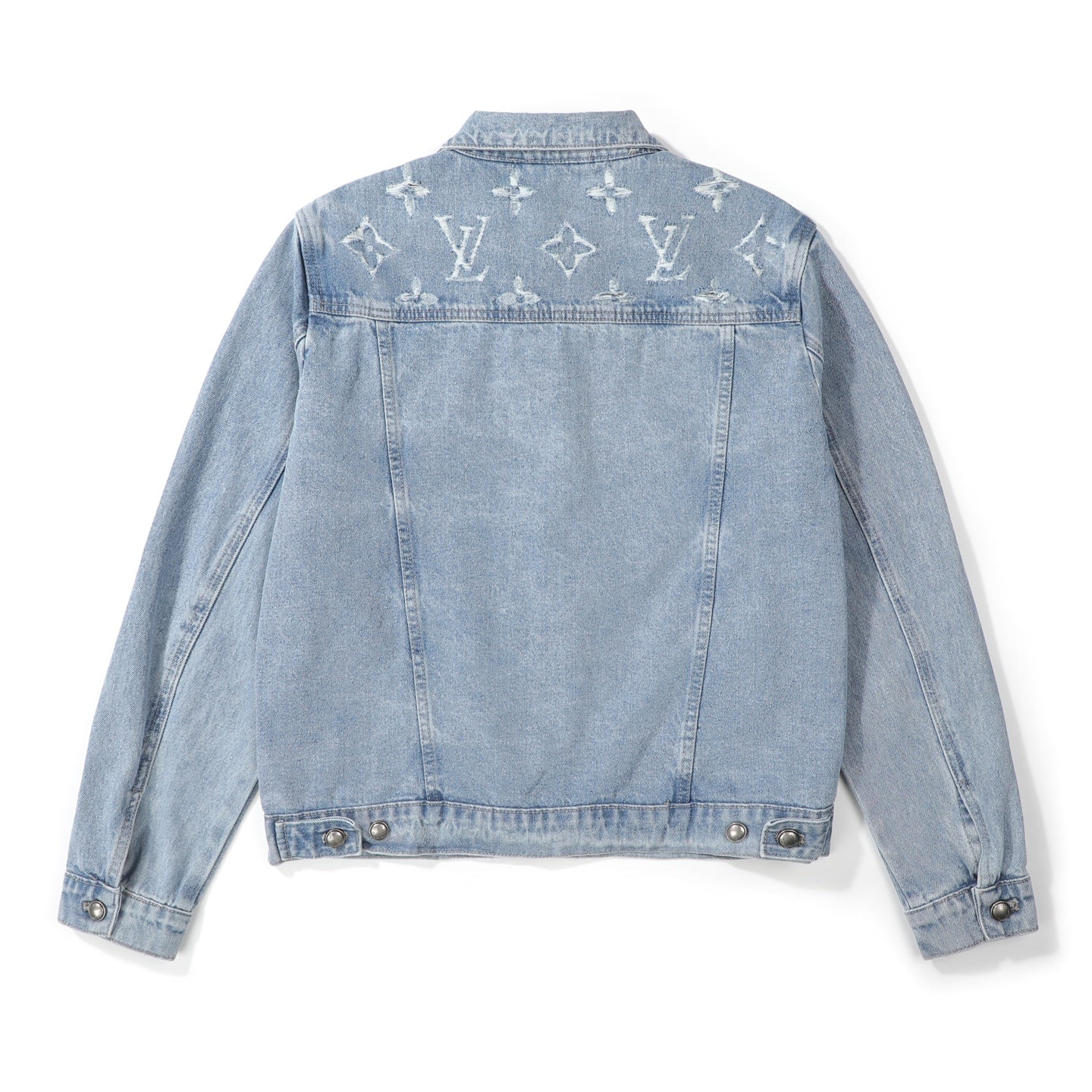 New cloud cutout distressed denim jacket