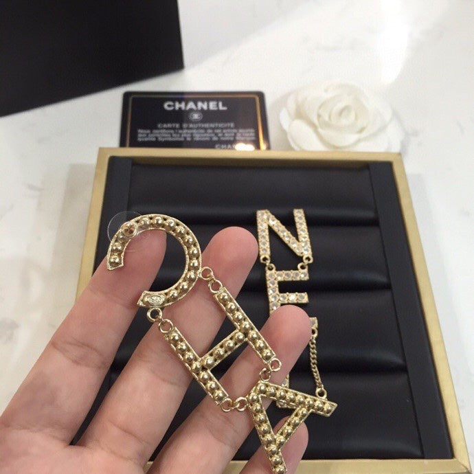 letters diamond earrings