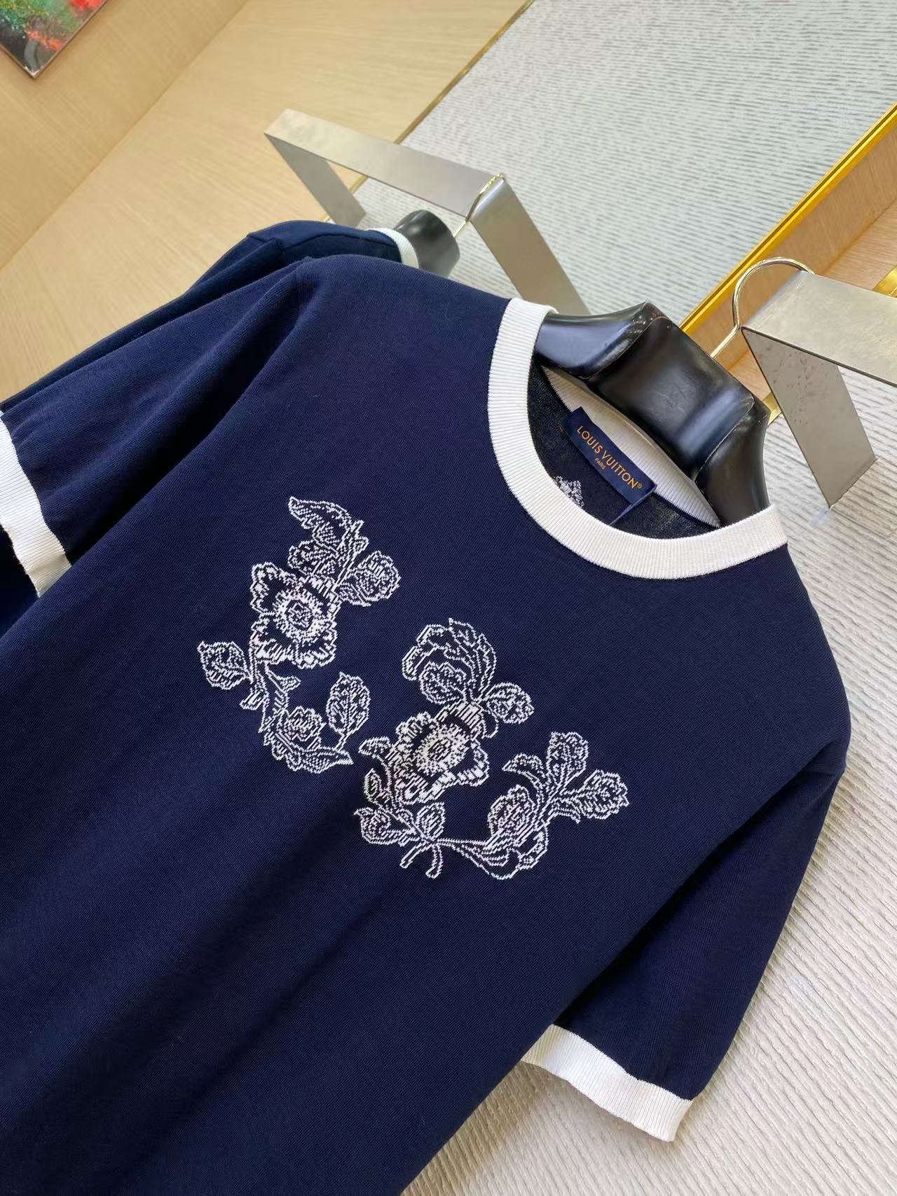 25ss floral jacquard logo knitted short sleeves