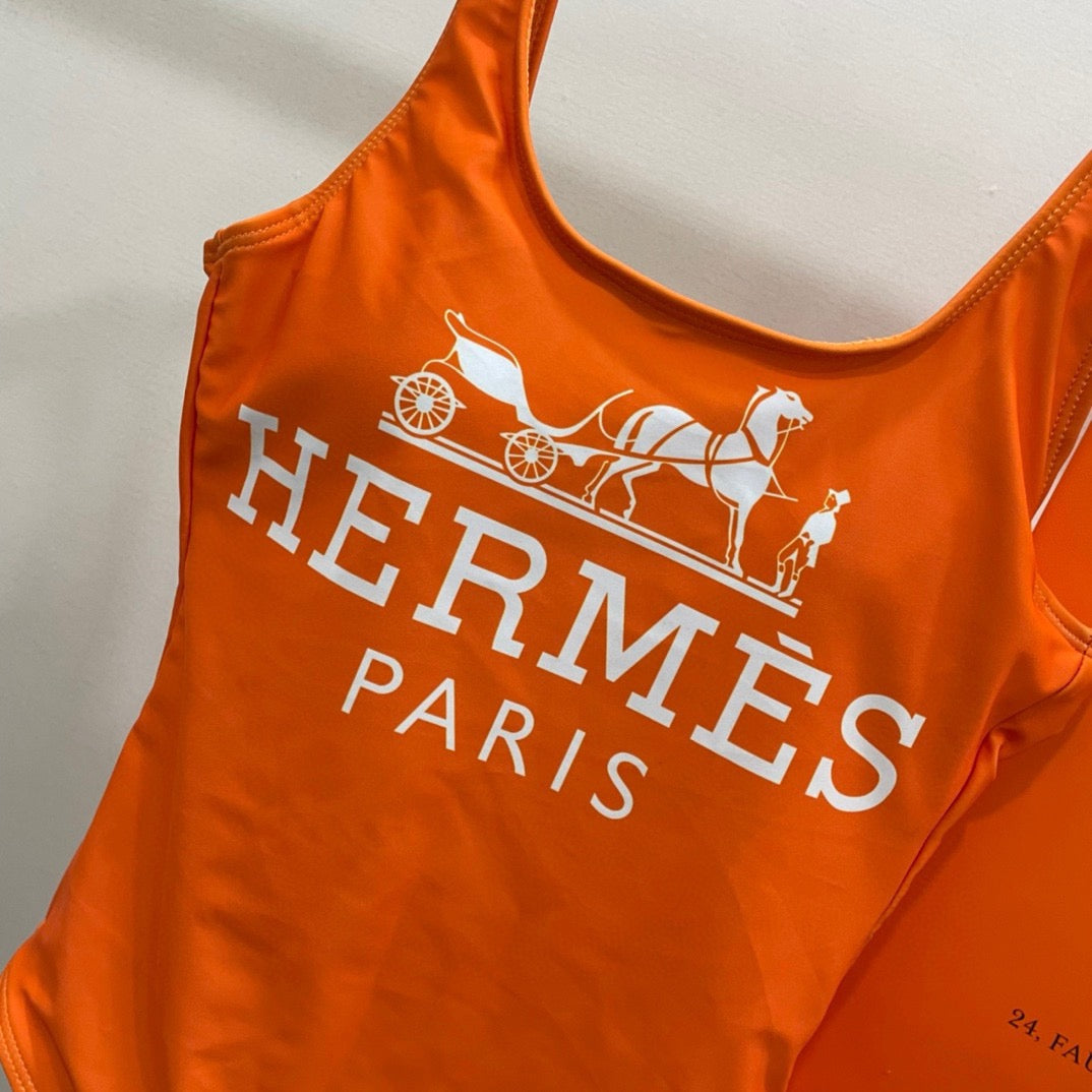 25ss Solid color one-piece swimsuit