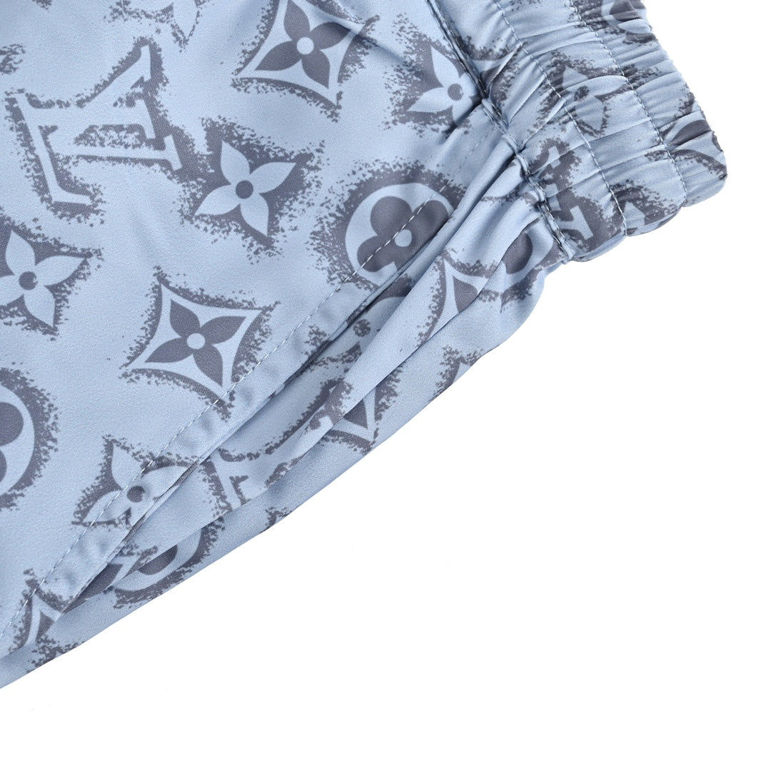 24ss full print floral silk set beach shorts