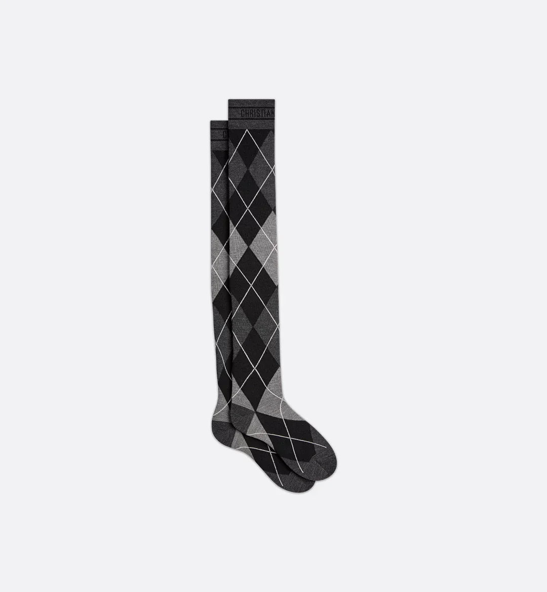 Grey, black and white wool-blend stockings