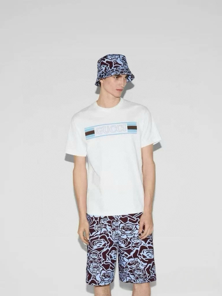 Hollow letter logo printed short sleeves