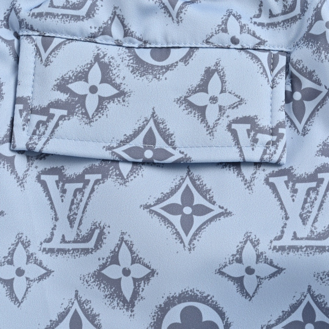 24ss full print floral silk set beach shorts