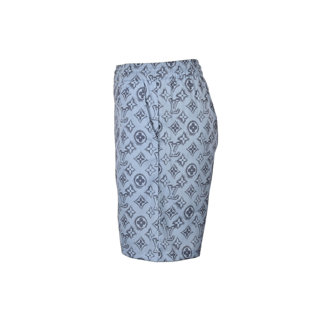 24ss full print floral silk set beach shorts