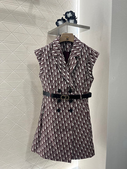 25SS Jacquard waistband vest skirt