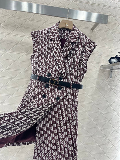 25SS Jacquard waistband vest skirt