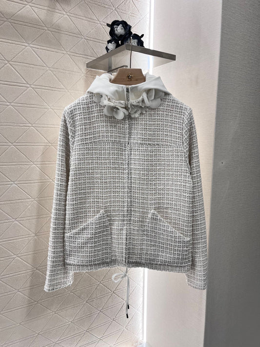 Heavy-duty patchwork hooded slub jacket