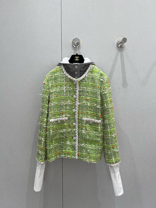 Detachable tweed hooded jacket