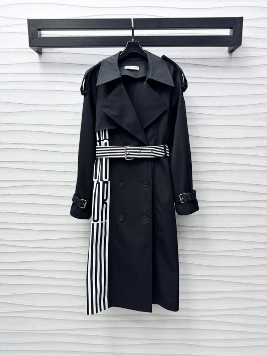 long coat with printed belt