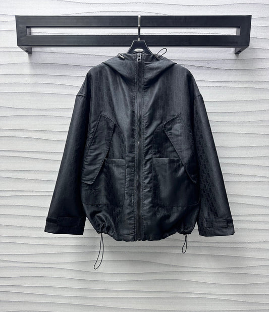 jacquard hooded storm jacket