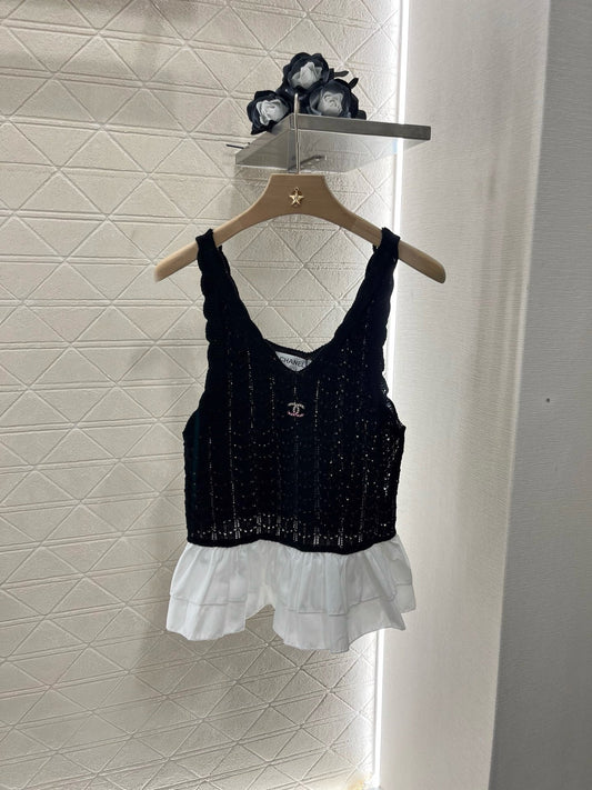 25SS 2025SS new lace knitted vest wool yarn material