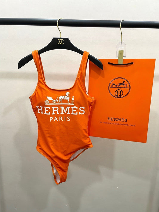 25ss Solid color one-piece swimsuit
