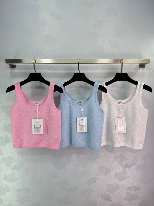 25SS Micro transparent jacquard knitted vest