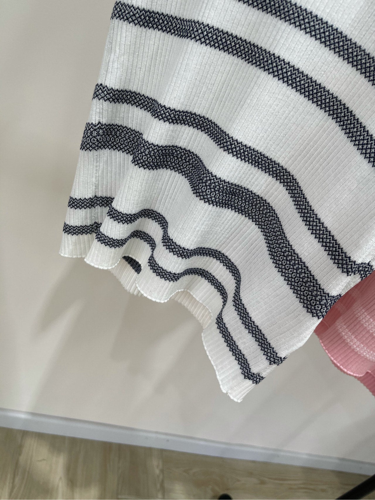 c 25 Three color striped knitted short sleeved shirt