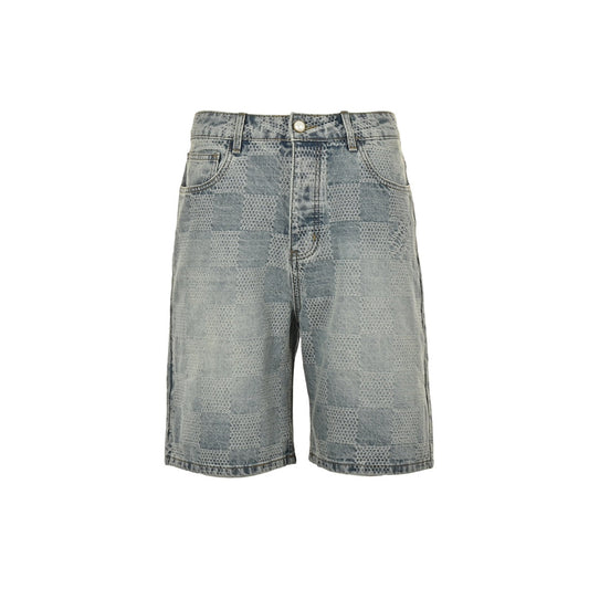 25SS checkerboard denim shorts